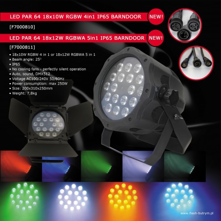Prožektorius LED PAR 64 18x10W RGBWA 5in1 IP65