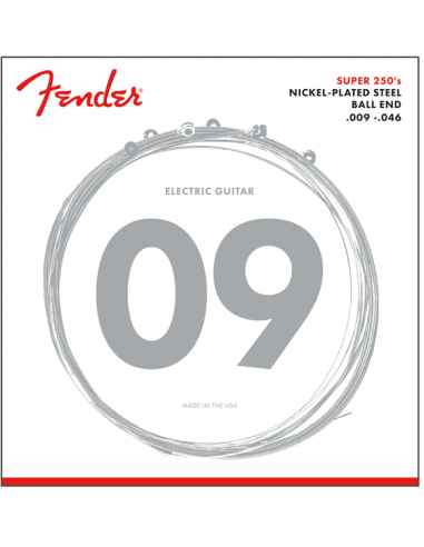 Electric guitar strings Fender Super 250's Nickel-Plated Steel .009-.046