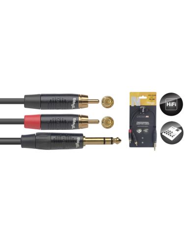 Adapteris REAN 2xRCA/M - stereo JACK 6.3 10 cm