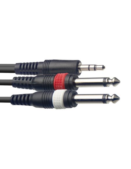 Kabelis 3.5mm Minijack stereo - 2x6.3 Jack 2m Stagg SYC2/MPSB2P