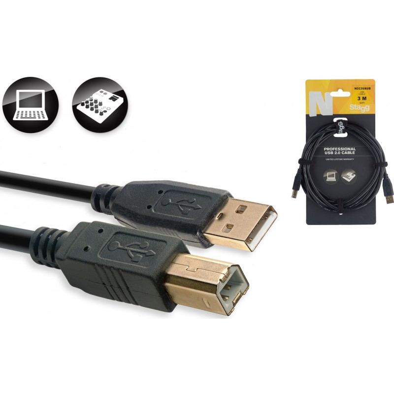 Duomenų kabelis Stagg USB-A/m - USB-B/m, 3m 