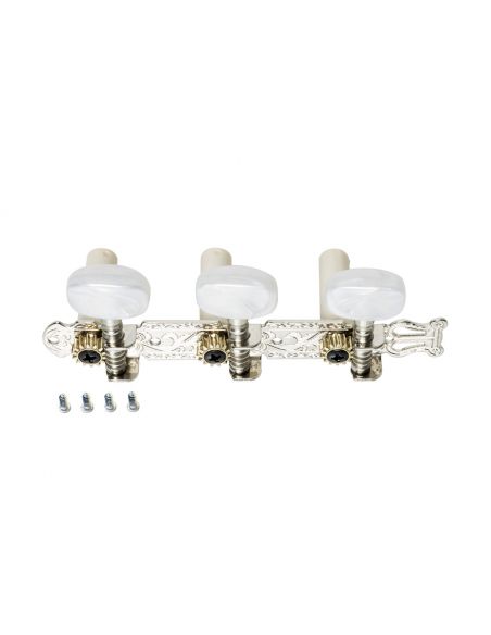 Open machine heads 3 x 3, classical type, for acoustic guitar, chromed