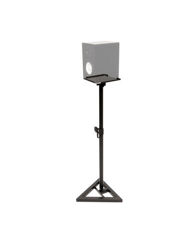 Two steel studio monitor stands, height-adjustable, with tiltable plate