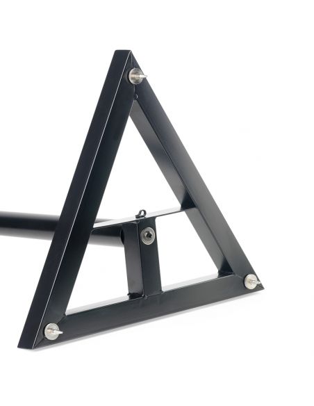 Two steel studio monitor stands, height-adjustable, with tiltable plate