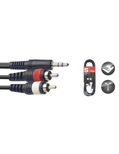 Stagg Y cable, mini jack/RCA (m/m), 3 m (10')