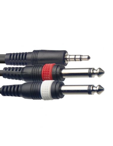 Kabelis 3.5mm Minijack stereo - 2x6.3 Jack 3m Stagg SYC3/MPSB2P E