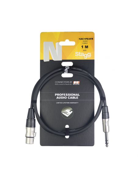 N series audio cable, jack/XLR (m/f), stereo, 1 m