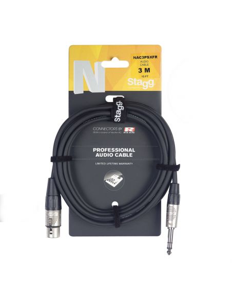 N series audio cable, jack/XLR (m/f), stereo, 3 m