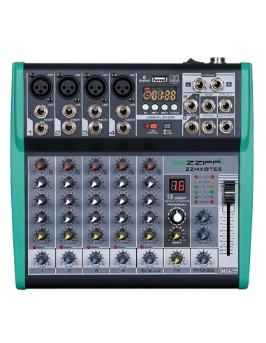 ZZIPP COMPACT 6-CHANNEL MIXER WITH BLUETOOTH