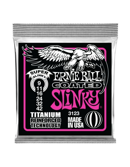 Stygos el. gitarai Ernie Ball Super Slinky Coated Titanium 9-42