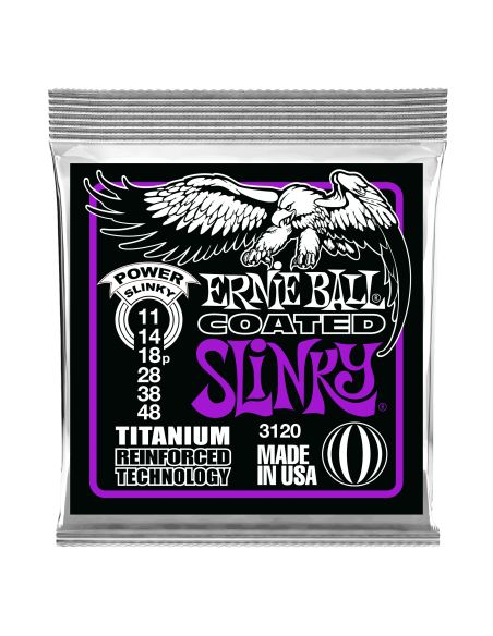 Stygos el. gitarai Ernie Ball Power Slinky Coated Titanium 11-48