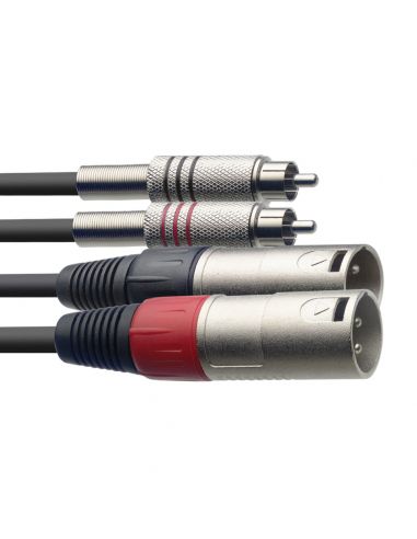 Kabelis 2x XLR - 2x RCA 3m