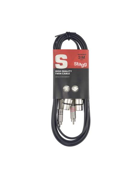 Twin cable, XLR/RCA (f/m), 3 m (10')