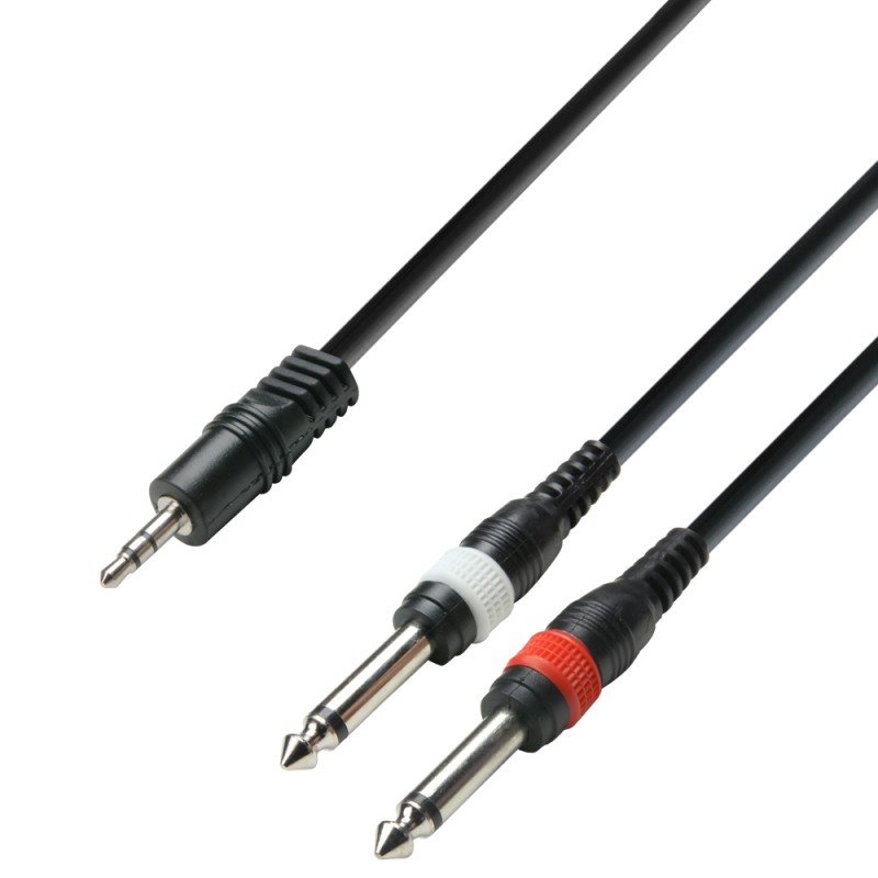 Kabelis 1xJACK 3.5 stereo - 2xJACK 6.3 3m