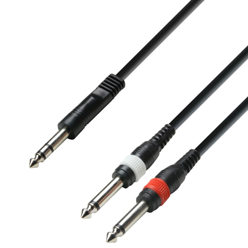 Kabelis 1xJACK 6.3 stereo - 2xJACK 6.3 mono 3m