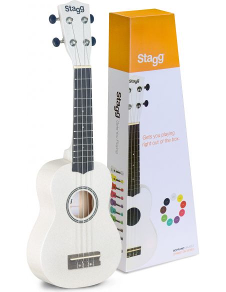 Soprano ukulelė + dėklas Stagg US-WHITE