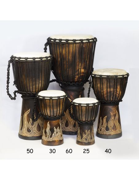 Djembe Terre carved - burned 30 cm