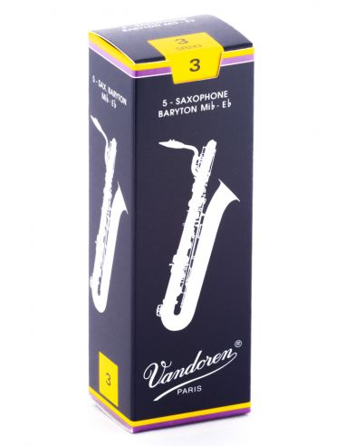Box of 5 trad baritone sax reeds n 3