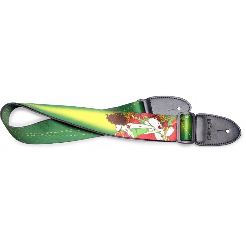 Guitar strap Stagg STE PINUP GREEN