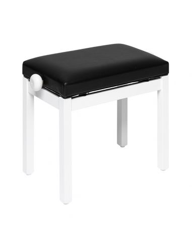 Matt white piano bench with black vinyl top