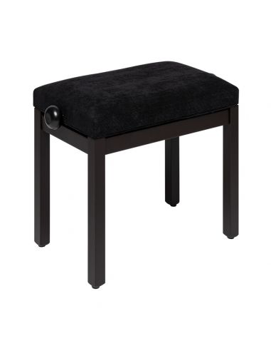 Matt piano bench, rosewood colour, with black velvet top