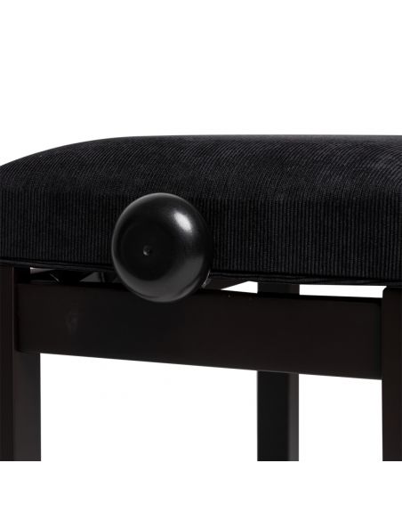 Matt piano bench, rosewood colour, with black velvet top