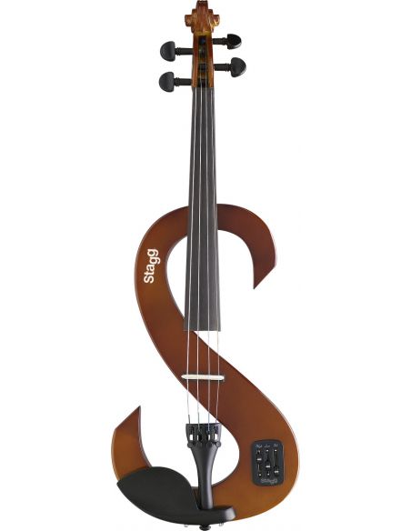 4/4 electric violin set with S-shaped violinburst-coloured electric violin, soft case and headphones