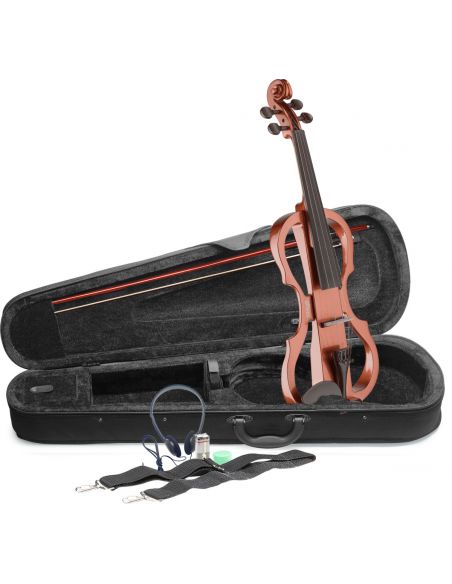 Elektrinis smuikas, dėklas, ausinės Stagg EVN X-4/4 VBR
