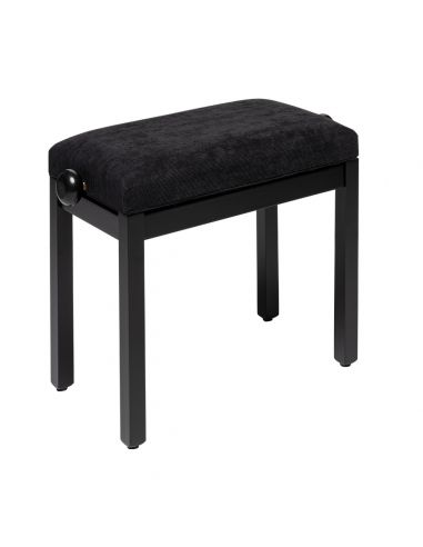 Matt black piano bench with black velvet top