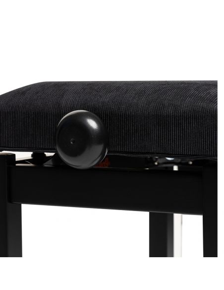 Matt black piano bench with black velvet top