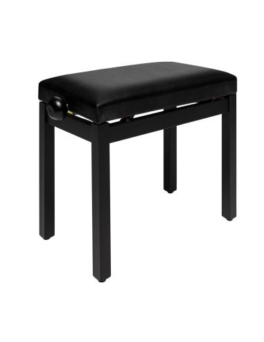 Matt black piano bench with black vinyl top