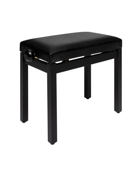 Matt black piano bench with black vinyl top