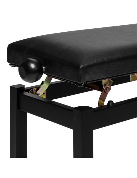 Matt black piano bench with black vinyl top