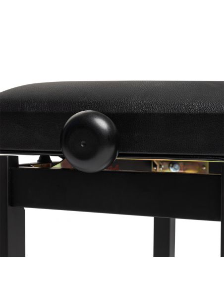 Matt black piano bench with black vinyl top