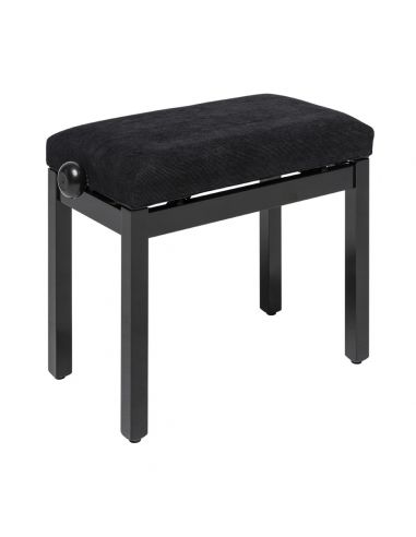 Highgloss black piano bench with black velvet top