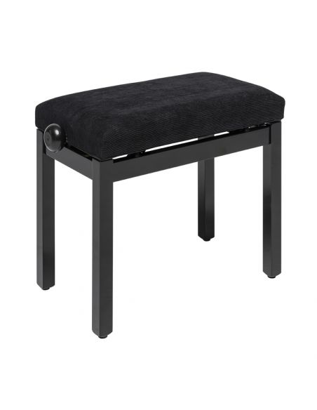 Highgloss black piano bench with black velvet top