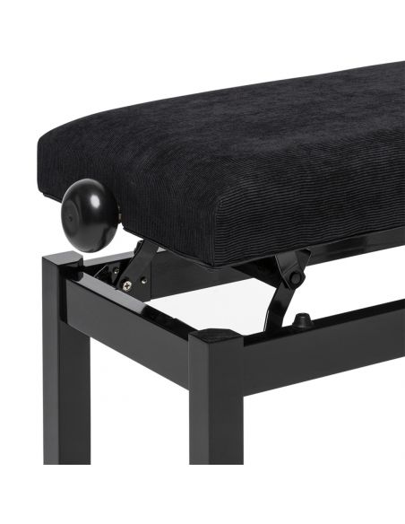 Highgloss black piano bench with black velvet top