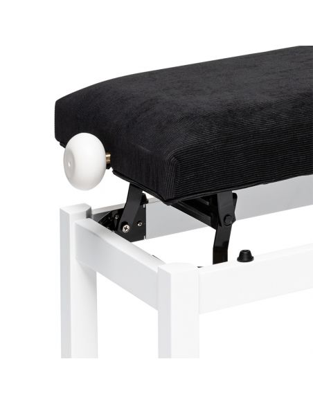 Matt white piano bench with black velvet top