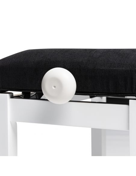 Matt white piano bench with black velvet top