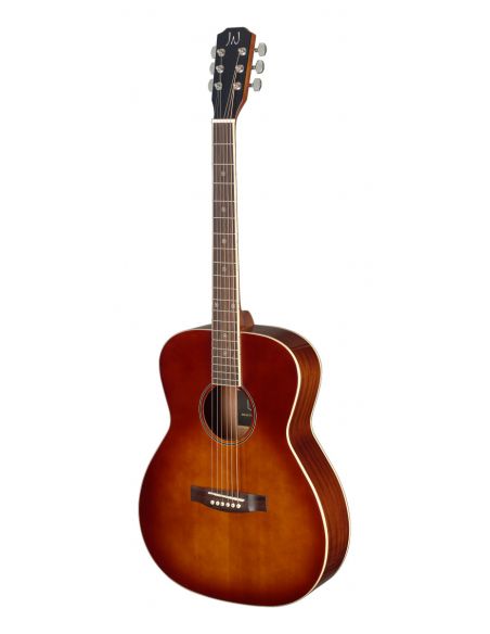 Dark cherryburst acoustic auditorium guitar with solid spruce top, left-handed, Bessie series