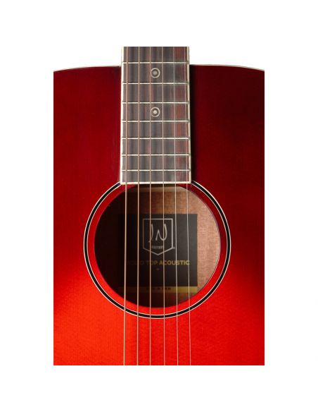 Transparent redburst acoustic auditorium guitar with solid spruce top, Bessie series