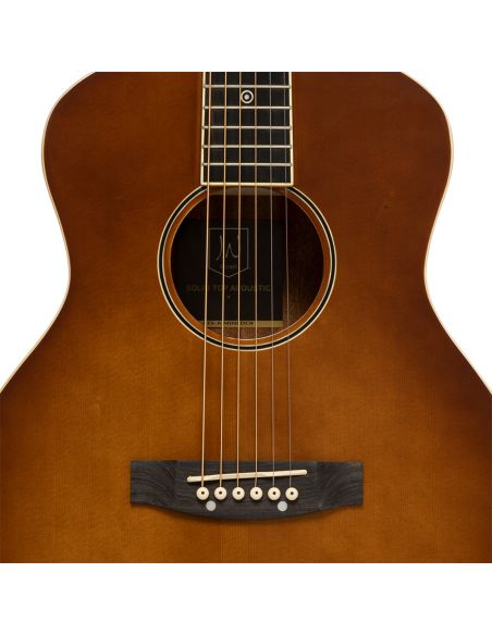 Acoustic travel guitar with solid spruce top, Bessie series