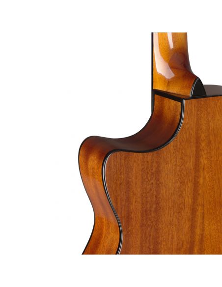 Natural-coloured acoustic-electric auditorium guitar with solid spruce top, Bessie series