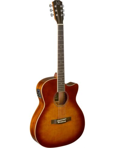 Dark cherryburst acoustic-electric auditorium guitar with solid spruce top, Bessie series