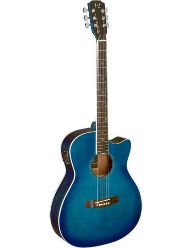 Transparent blueburst acoustic-electric auditorium guitar with solid spruce top, Bessie series