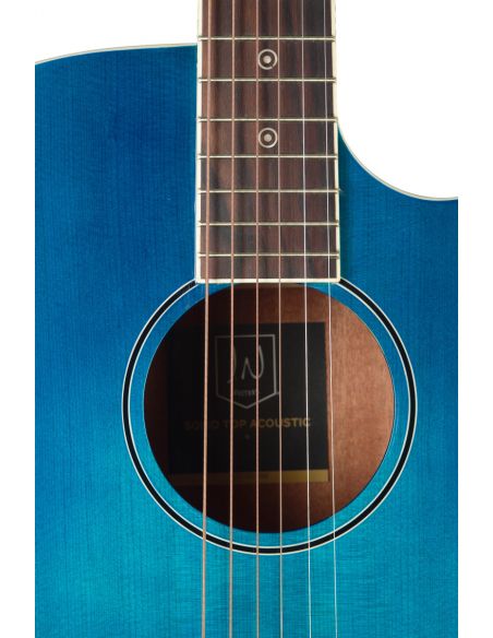 Transparent blueburst acoustic-electric auditorium guitar with solid spruce top, Bessie series