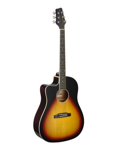 Cutaway acoustic-electric Slope Shoulder dreadnought guitar, sunburst, lefthanded model