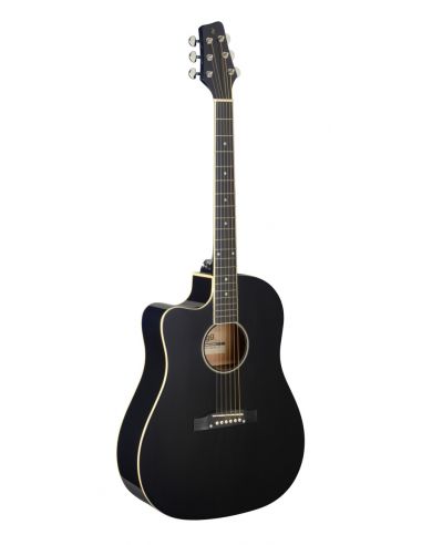 Cutaway acoustic-electric Slope Shoulder dreadnought guitar, black, left-handed model