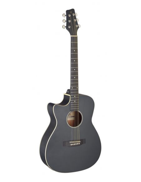 Cutaway acoustic-electric auditorium guitar, black, left-handed model