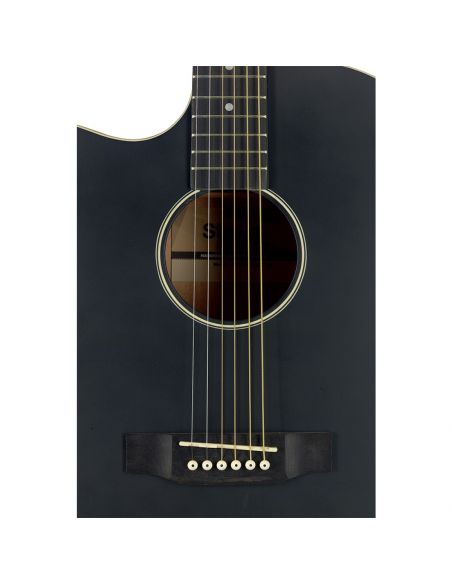 Cutaway acoustic-electric auditorium guitar, black, left-handed model